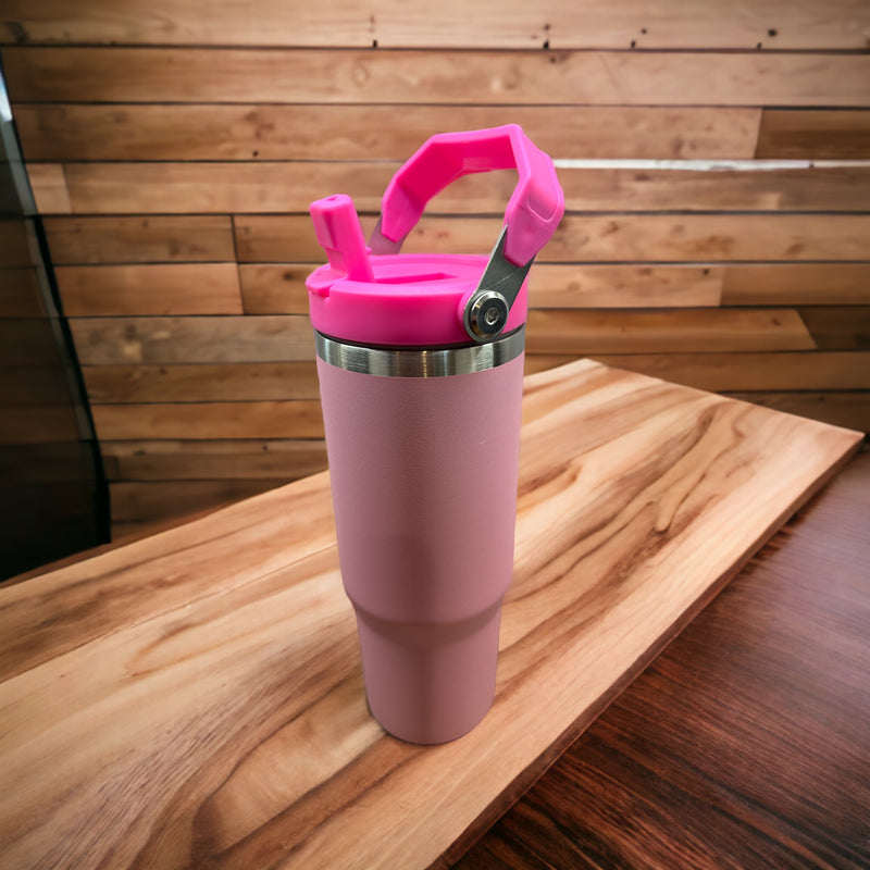 30oz Powder coated pink tumbler blanks for laser etching, dtf prints, uv prints - Our5kreations 
