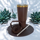 30oz Chocolate Brown Flip Top Gold Plated Tumblers